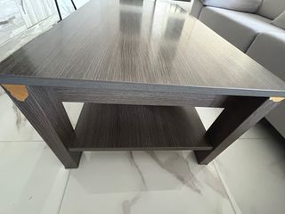 Mesa de centro madera marrón y gris