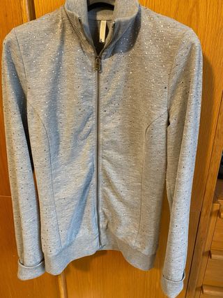 Felpa MET donna tutta strass grigia