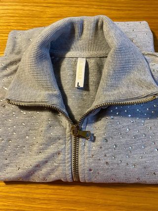 Felpa MET donna tutta strass grigia