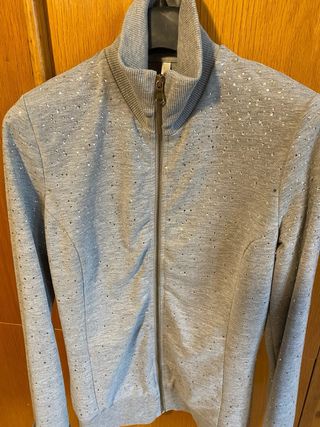 Felpa MET donna tutta strass grigia