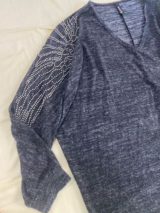 Jersey Chicoree gris con perlas talla L