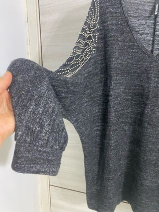 Jersey Chicoree gris con perlas talla L