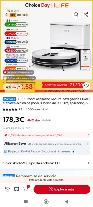 OFERTON Robot Aspirador  ILIFE