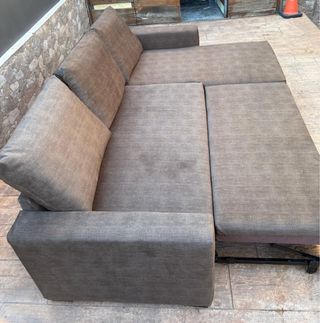 Sofá Cama Chaiselongue Tela Marrón