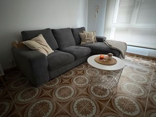 Sofá chaiselongue gris 4 plazas