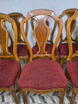 Lote 6 Sillas Clásicas Tapizado Granate
