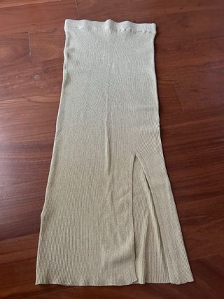 Falda midi Zara dorada talla única