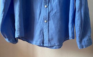 Camisa Lino Slim Fit Ralph Lauren Azul