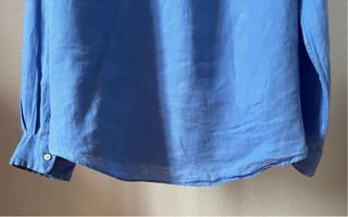 Camisa Lino Slim Fit Ralph Lauren Azul