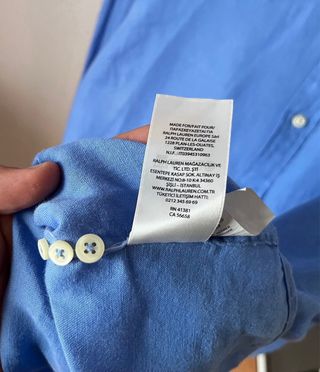 Camisa Lino Slim Fit Ralph Lauren Azul