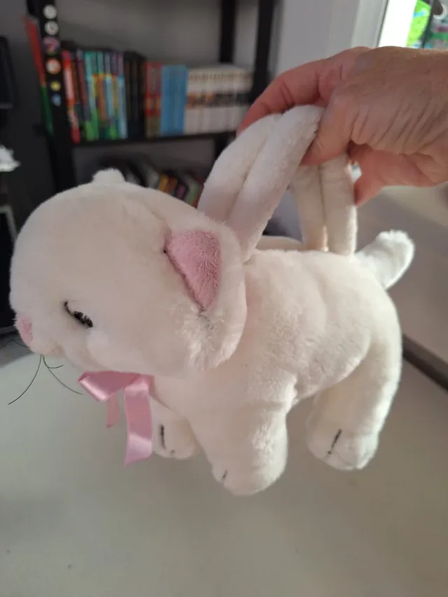 Bolso mano gato blanco y rosa