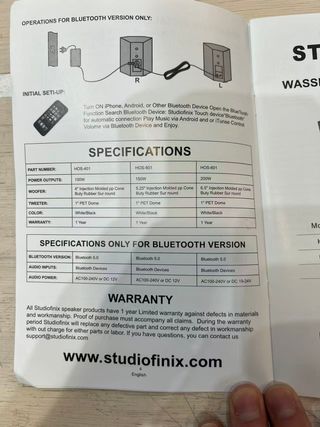 Altavoces Bluetooth STUDIOFINIX 6.5 Negro