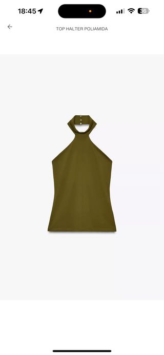 Top Halter Poliamida Zara Verde Oliva