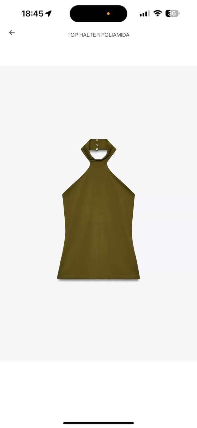 Top Halter Poliamida Zara Verde Oliva