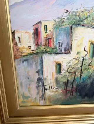 Quadro Casolare Olio con Cornice Vintage