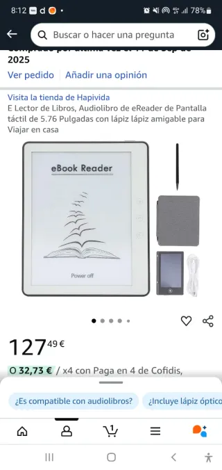 Ereader Amazon grigio/bianco