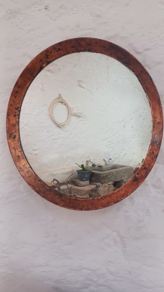 Espejo Redondo Industrial bronce envejecido