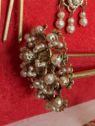 Aderezo Fallera Adulto Dorado y Perlas