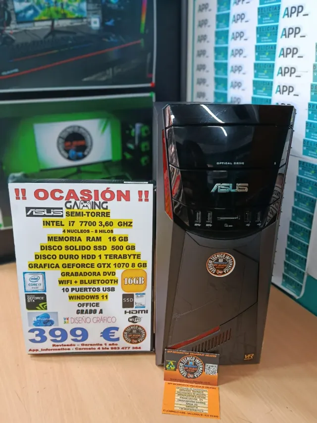 PC Gaming ASUS Intel i7 16GB RAM SSD 500GB GTX 107