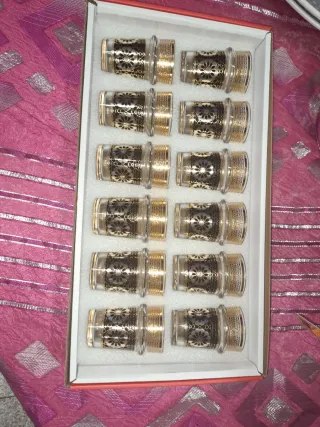 Juego 12 Vasos Árabes Dorados