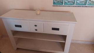 Mueble consola entradita madera y cristal