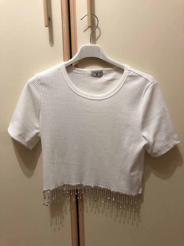 Maglia corta donna con frange