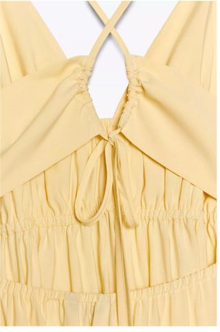 Vestido midi Zara amarillo fluido