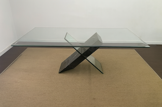 Mesa de cristal y mármol de diseño Roche Bobois