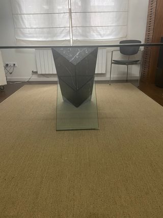 Mesa de cristal y mármol de diseño Roche Bobois