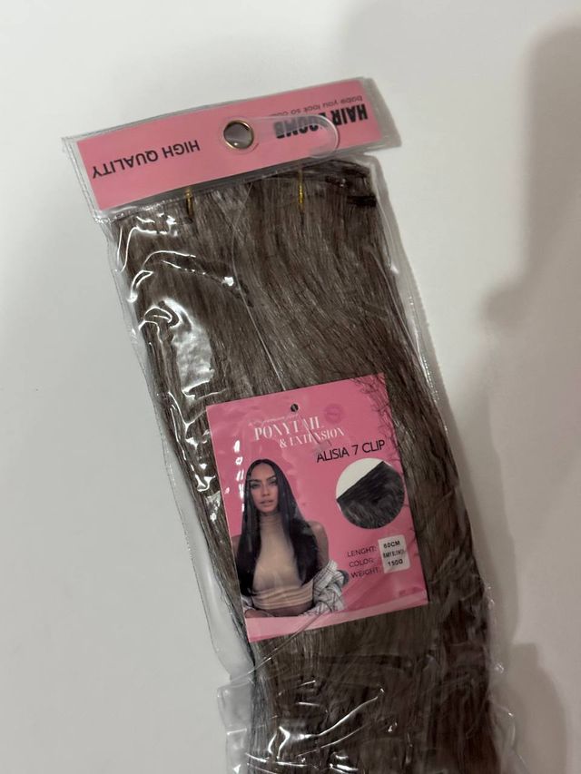 Extensiones cabello castaño 60cm clip