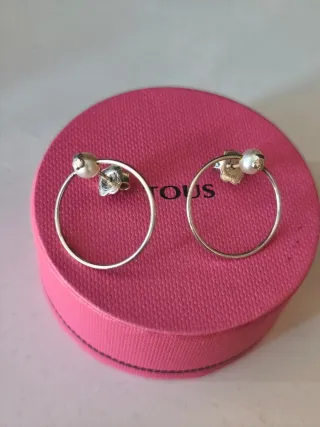 Pendientes aro perlas Tous plata