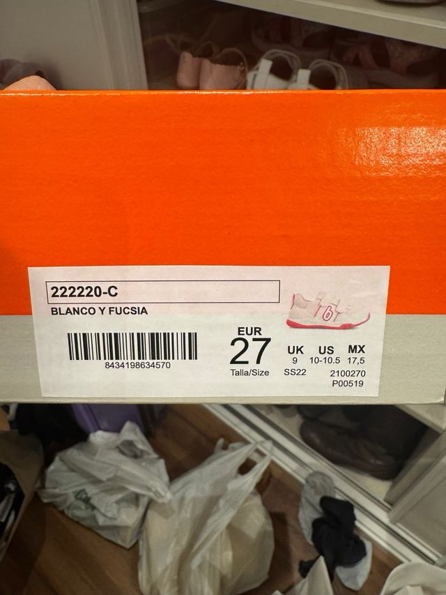 Zapatillas Biomecanics Niña Blancas/Rosa Talla 27