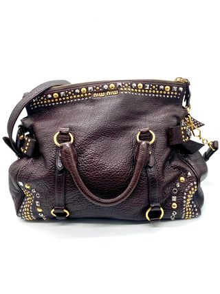 Borsa Miu Miu Bow marrone e oro