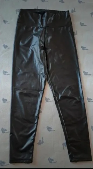 Leggings polipiel,interior afelpado,negro, talla M