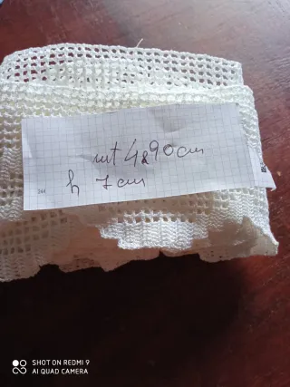 5 MT circa di pizzo uncinetto bianco, in puro coto