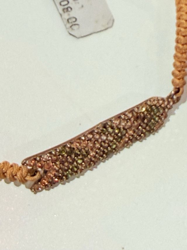 Pulsera textil ajustable de plata de ley