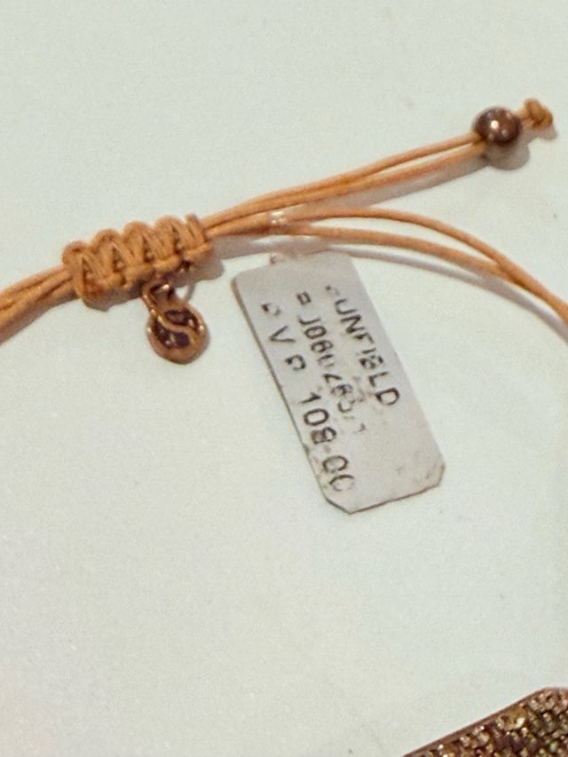 Pulsera textil ajustable de plata de ley