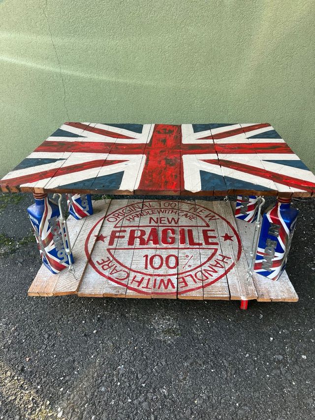 Tavolo industriale vintage Union Jack