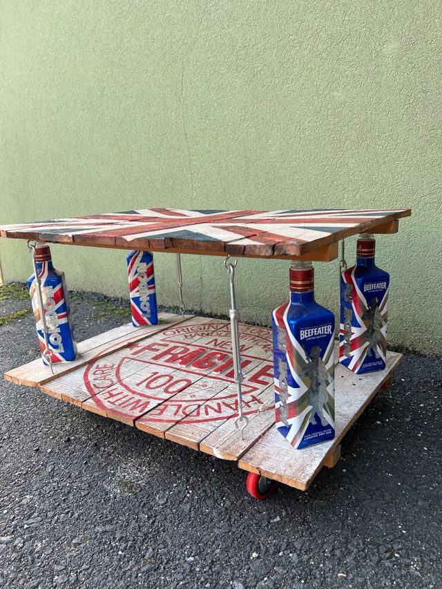 Tavolo industriale vintage Union Jack