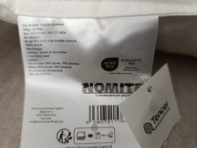 Almohada plumón Imperial envolvente. TRECA PARIS