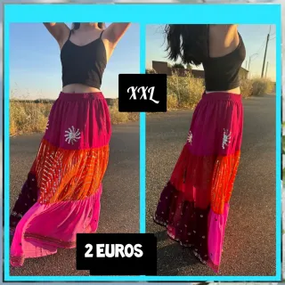 Falda larga XXL naranja y rosa