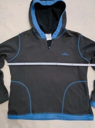 Felpa con cappuccio Adidas Nera e Blu Taglia M/L