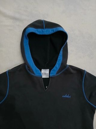Felpa con cappuccio Adidas Nera e Blu Taglia M/L
