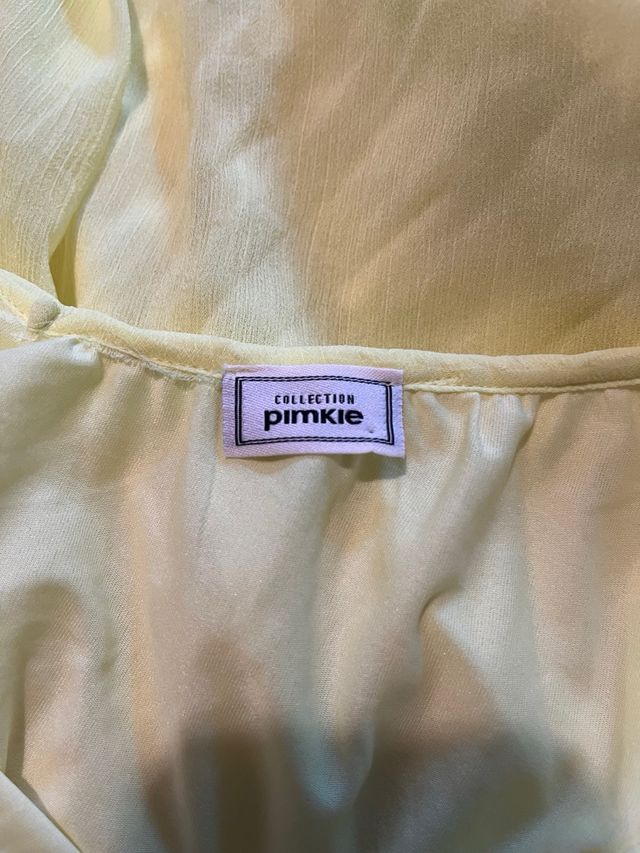 Vestido largo tul amarillo Pimkie