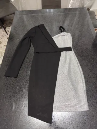 Abito asimmetrico color block