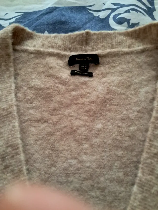 Vestido y cárdigan de punto Massimo Dutti beige