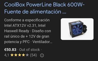 Fuente ATX 600W PowerLine Black600  ventilador 120