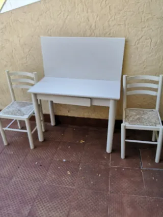 Mesa y 2 Sillas Cocina Blancas