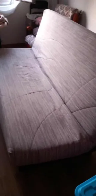 Sofá Cama 3 Plazas Gris y Marrón