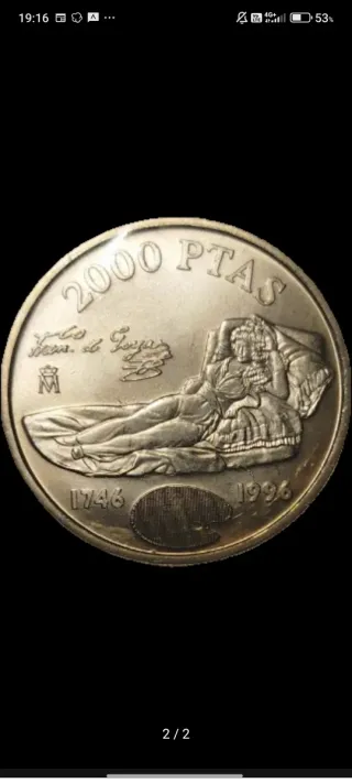 Moneda 2000 pesetas 1996 250° aniversario Goya